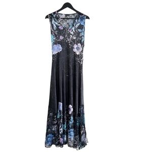 KOMAROV FLORAL SLEEVELESS LONG MAXI DRESS MEDIUM